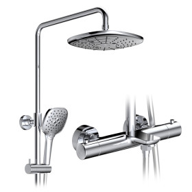 Surface mounted thermostatic rain shower system with handheld