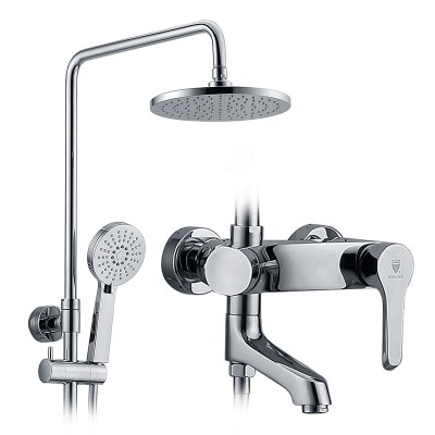 Exposed single handle chrome brass bathroom shower faucets