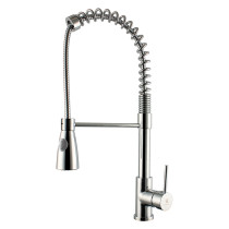 Deck mounted single handle pull down kitchen faucets with sprayer