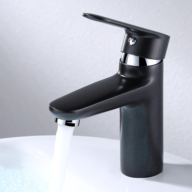 Matte black single handle bathroom vanity faucet