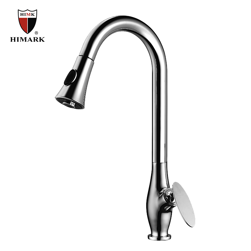 Single handle pull-out copper kitchen faucet
