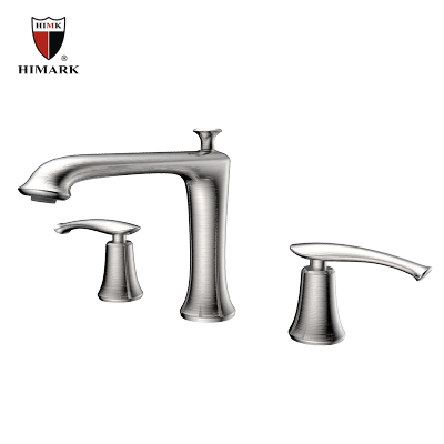 Bath room shower mixer taps with 2 handle in brushed nickel