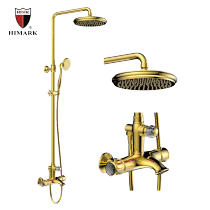 Luxury thermostatic shower mixer set in PVD gold