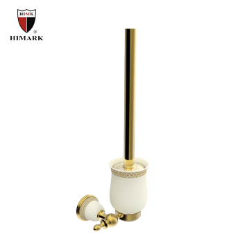 Classic PVD gold plated porcelain toilet brush with holder