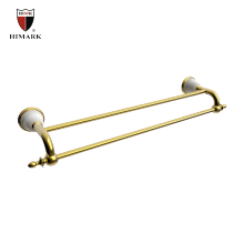Wall mounted dual long towel rack in PVD gold