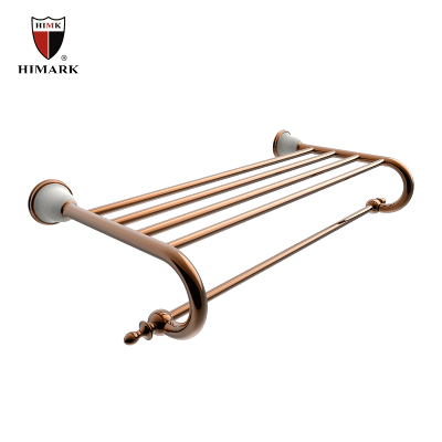 High grade wall mounted bathroom towel shelves in rose gold
