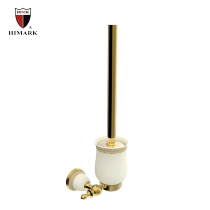 PVD gold plated porcelain toilet brush with holder