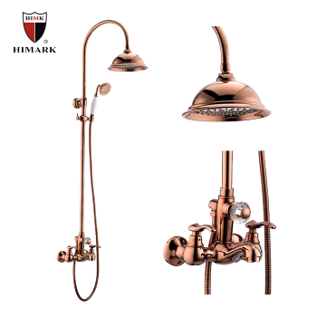 Traditional exposed brass shower mixer taps