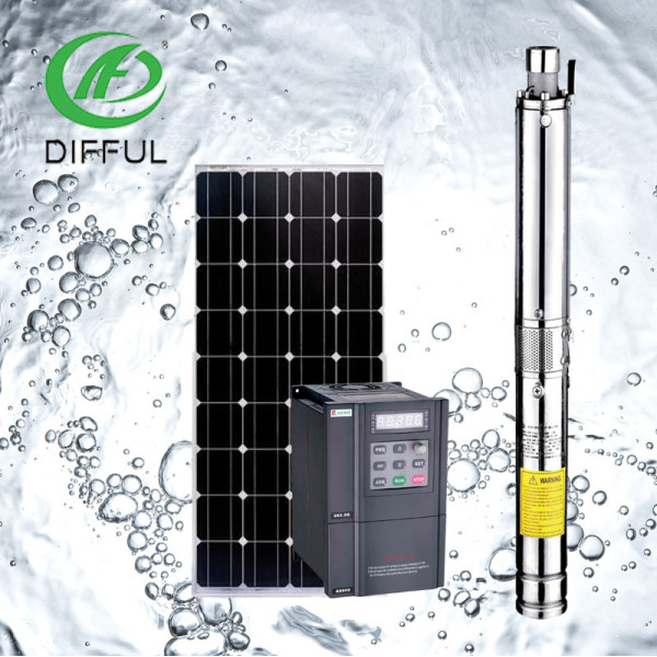 Moteur à courant continu submersible de pompes à eau solaires pour la ferme  1HP 1.5HP pompes à énergie solaire avec contrôleur MPPT à faible coût pour  le forage de pompage de l'eau