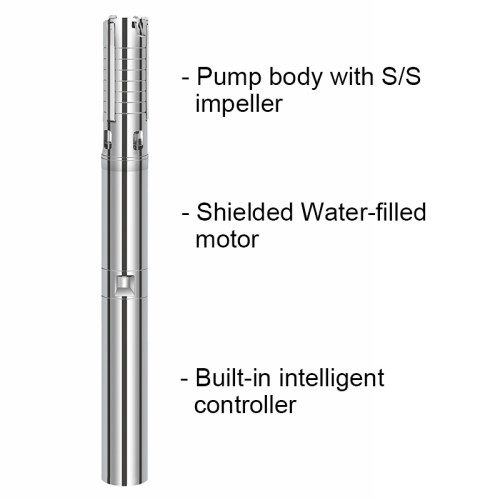 1HP DIFFUL AC/DC bomba solar de energia solar bomba submersível com impulsor S/S Bomba solar de motor cheio de água blindada