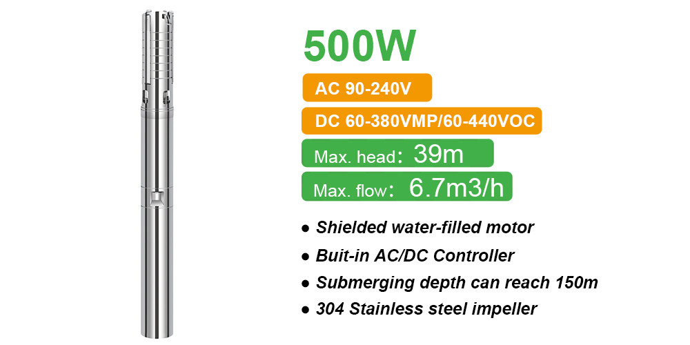 500w shielded water filled motor solar pump 4DFS6.7-39-500