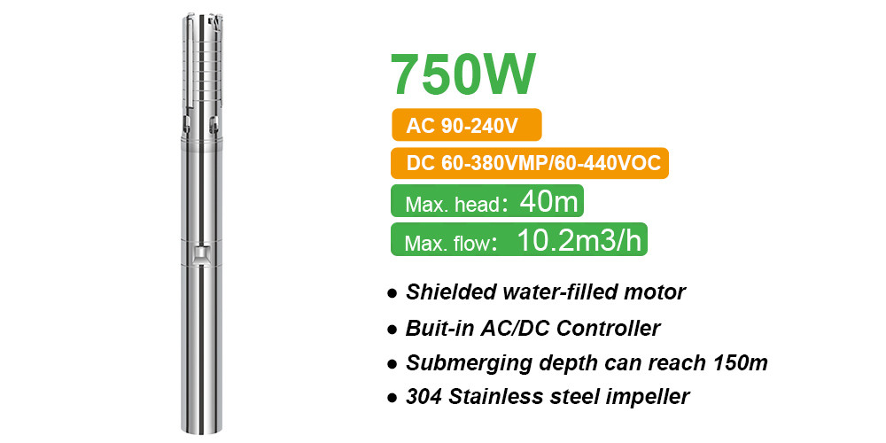 shielded water filled motor solar pump 4DFS10.2-40-750