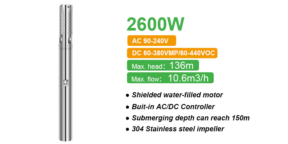 shielded water filled motor solar pump 4DFS10.6-136-2600