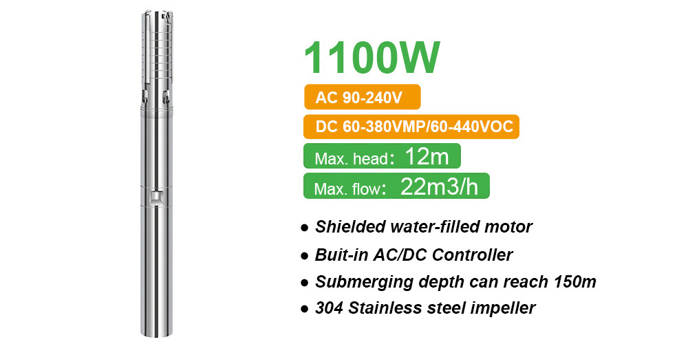 shielded water filled motor solar pump 4DFS22-12-1100