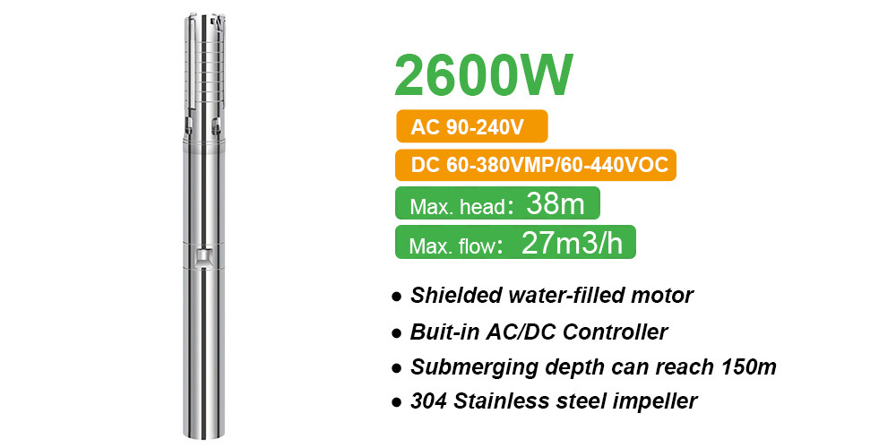 shielded water filled motor solar pump 4DFS27-38-2600