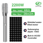 3HP AC/DC DIFFUL SOLAR PUMP solar submersible pump with S/S impeller solar pump for domestic solar water pump manufacturer