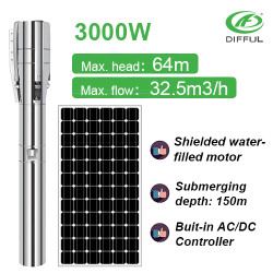 3000W solar powered submersible water pump solar bore pumps solar pump for agriculture solar well pump kits