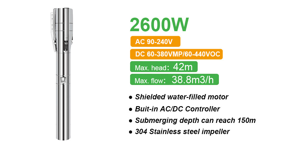 shielded water filled motor solar pump 4/6DFS38.8-42-2600