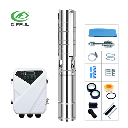 4inch 2hp solar water pump Stainless steel impeller price DC brushless motor solar submersible pump