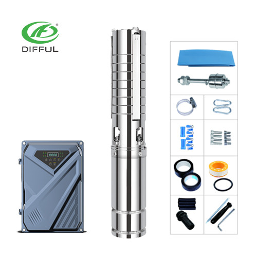 4 inch AC/DC brushless solar submersible pump with S/S impeller solar powered pump for sale solar pump factory | AC/DC SOLAR SUBMERSIBLE PUMP