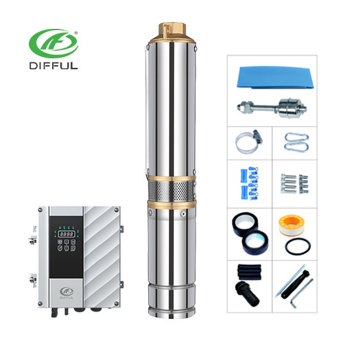 4-inch solar water pump solar submersible pump with plastic impeller DIFFUL solar pump factory solar agricultural water pumping system