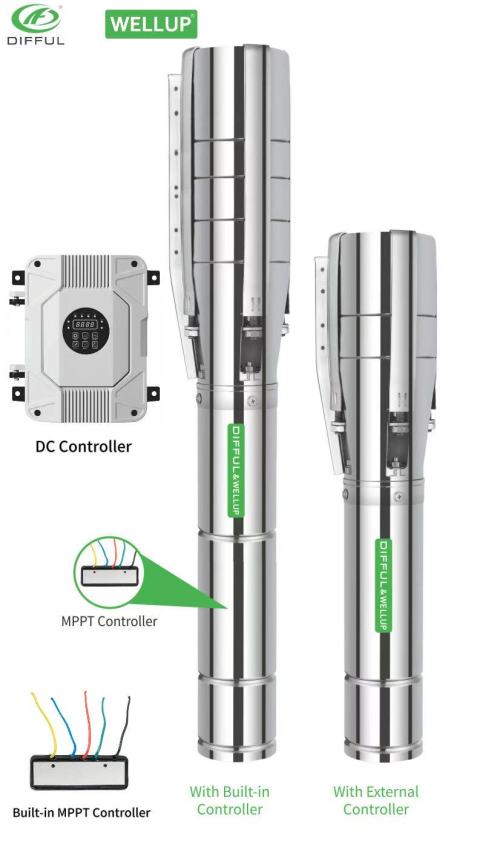 4Inch/6Inch DC BRUSHLESS SOLAR PUMP WITH S/S IMPELLER | 4500 RPM DIFFUL  ＆WELLUP WATER PUMP |Off-grid household water supply