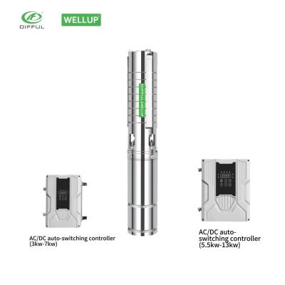 4Inch AC/DC&（3KW-7.5KW） BRUSHLESS SOLAR PUMP WITH S/S IMPELLER | 4500 RPM DIFFUL ＆WELLUP WATER PUMP | Hot sales solar water pump