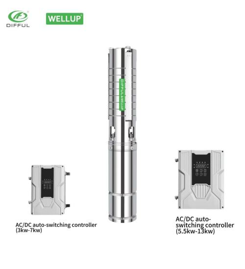 4Inch AC/DC&(3KW-7.5KW) BRUSHLESS SOLAR PUMP WITH S/S IMPELLER | 4500 RPM DIFFUL &WELLUP WATER PUMP |