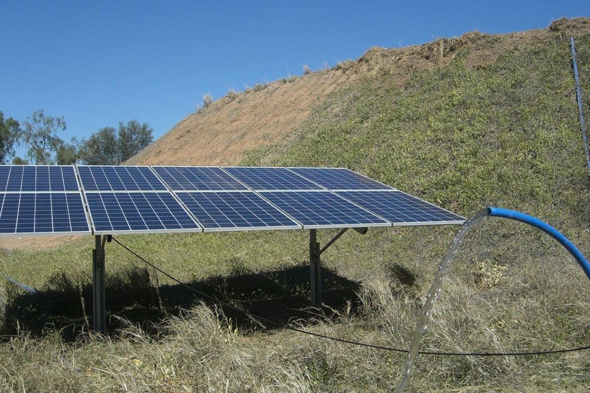 Why does the solar pump have water supply but reduced output flow?