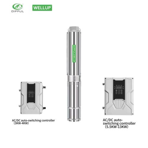 4Inch AC/DC&(3KW-7.5KW)WIDE VOLTAGE BRUSHLESS SOLAR PUMP WITH PLASTIC IMPELLER | 4500 RPM DIFFUL &WELLUP WATER PUMP | Reliable pump manufacturer direct sale