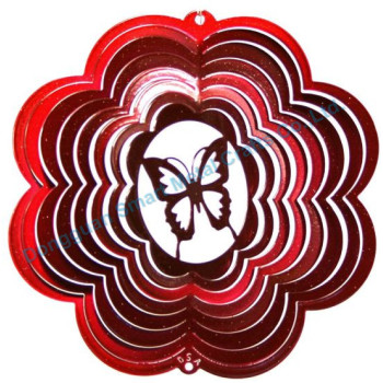 RED stainless steel Butterfly wind spinner Decorative metal wind spinner