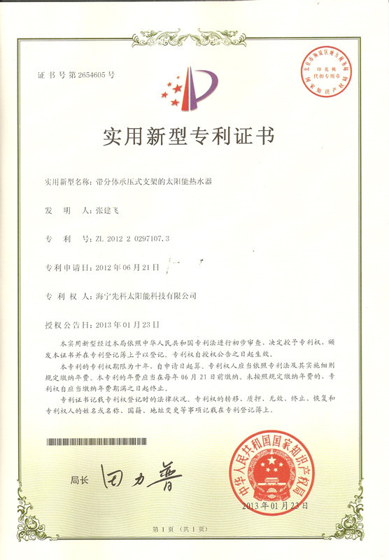 Patent Certificate