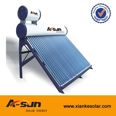 A-SUN 15/20/24/30 Tubes Pre-heated  unpressurized stainless steel solar water heater system