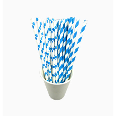 Blue Striped Paper Straw Party decorative Straw
