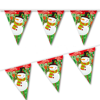 Merry Christmas Snowman plastic hanging string pennant flag
