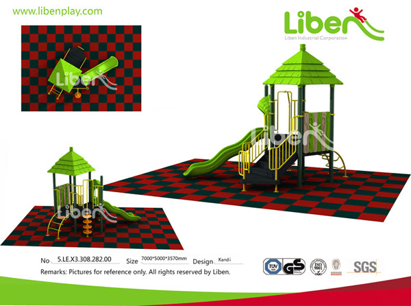 Liben Play Attractive Homemade Outdoor Playground with Rubber Mat Flooring
