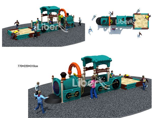 Plastic Outdoor Amusement Park Playground, Outdoor Playground Play House with Sandbox Pit