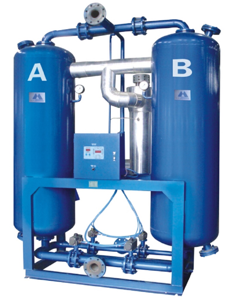 Heated desiccant store air dryer