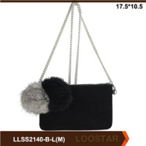 Good Quality  Mini Chain Small bags With Fur for ladies pu leather bags