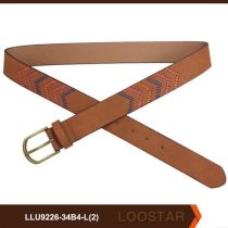 brass buckle stitch detail lady belt for wholesale
