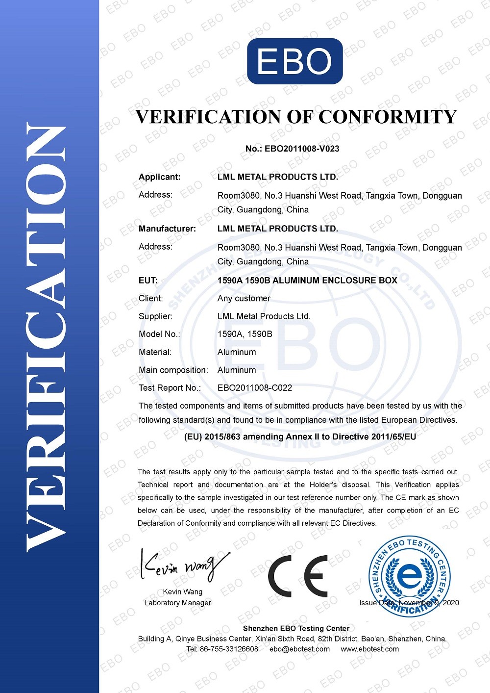 Verification of conformity  CE
