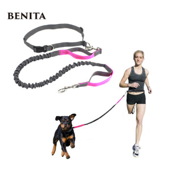 premium custom reflective bungee running nylon hands free dog leash with waist belt for pet