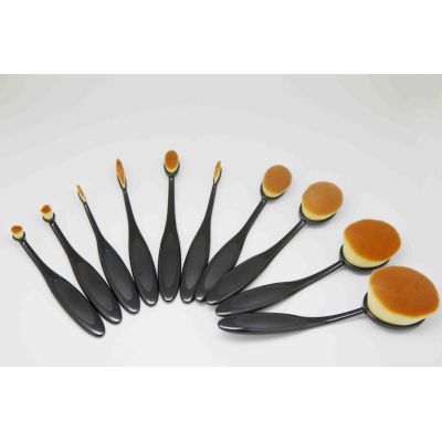 10 Pieces Soft Oval Toothbrush Foundation Blush Cosmetic Makeup Brush Sets