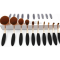 Latest Design Silver/White 10pcs Multipurpose Mirror Tooth Brush Shaped Oval Makeup Brush Set