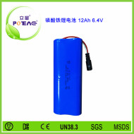 6.4V 26650 12Ah磷酸鐵鋰電池組