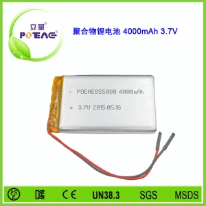 型号855080 4000mAh 3.7V 聚合物锂电池可定制