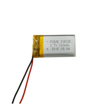 Small rechargeable 3.7V 300mAh li polymer battery 502035 for head light