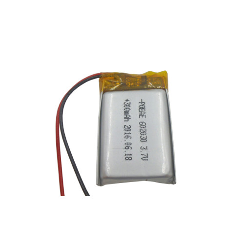 Small rechargeable 602030 li-polymer battery 3.7v with 300mah