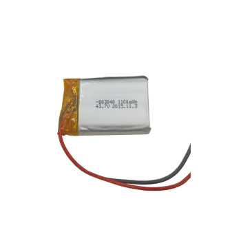 Customized 8.0mm thickness series rechargeable lipo battery 803040 1100mah 3.7v battery