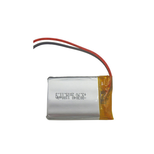 Customized 8.0mm thickness series rechargeable lipo battery 803040 1100mah 3.7v battery
